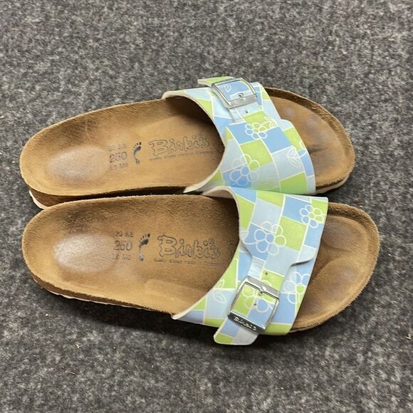 Birkenstock Birkies Madrid Blue Green White Slides Size 39 - Picture 2 of 12